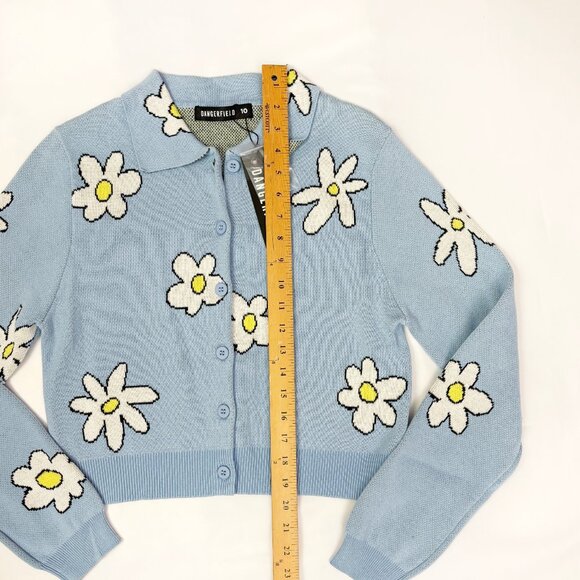 Dangerfield Daisy Do blue collared cardigan NWT size US6 - Picture 3 of 6